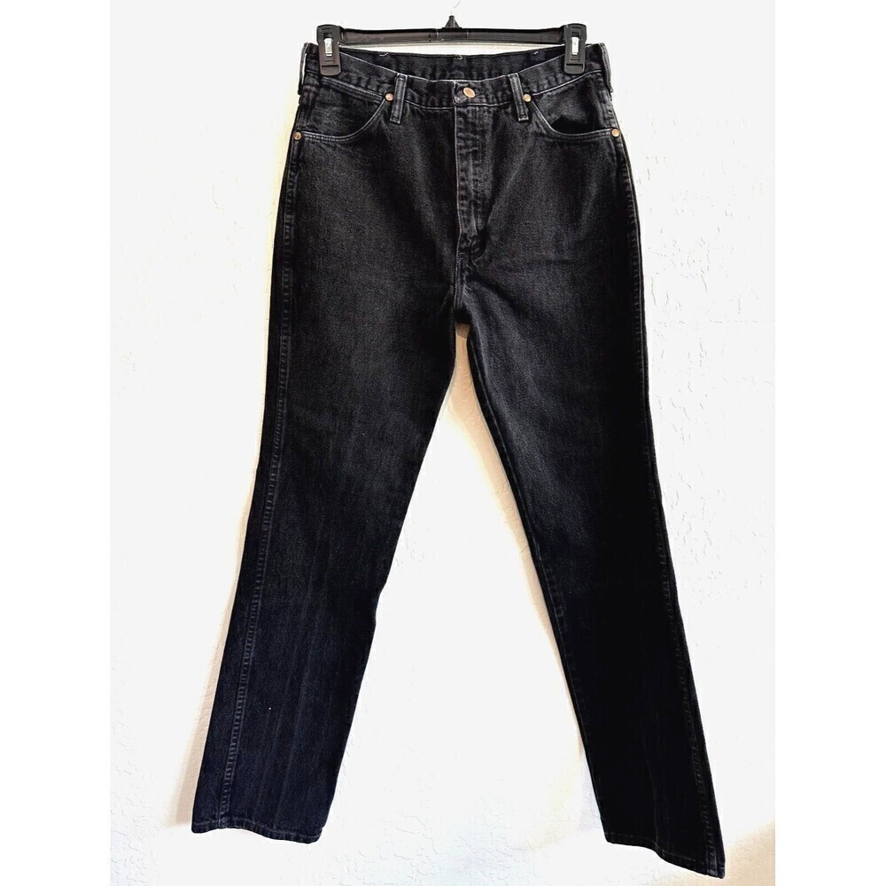 Wrangler High‎ Rise Denim Straight Jeans Mens Size 35 X 36 Black Medium Wash